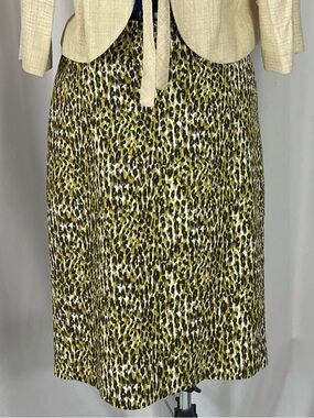 J. Crew Leopard Pencil Skirt with Greens, Black, Cream, and Purple